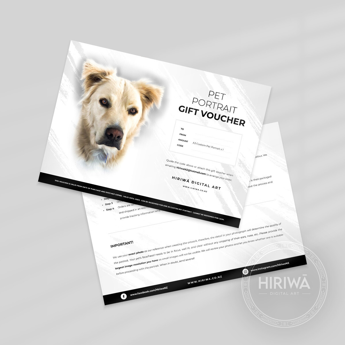 Gift Voucher - A3 Pet Portrait