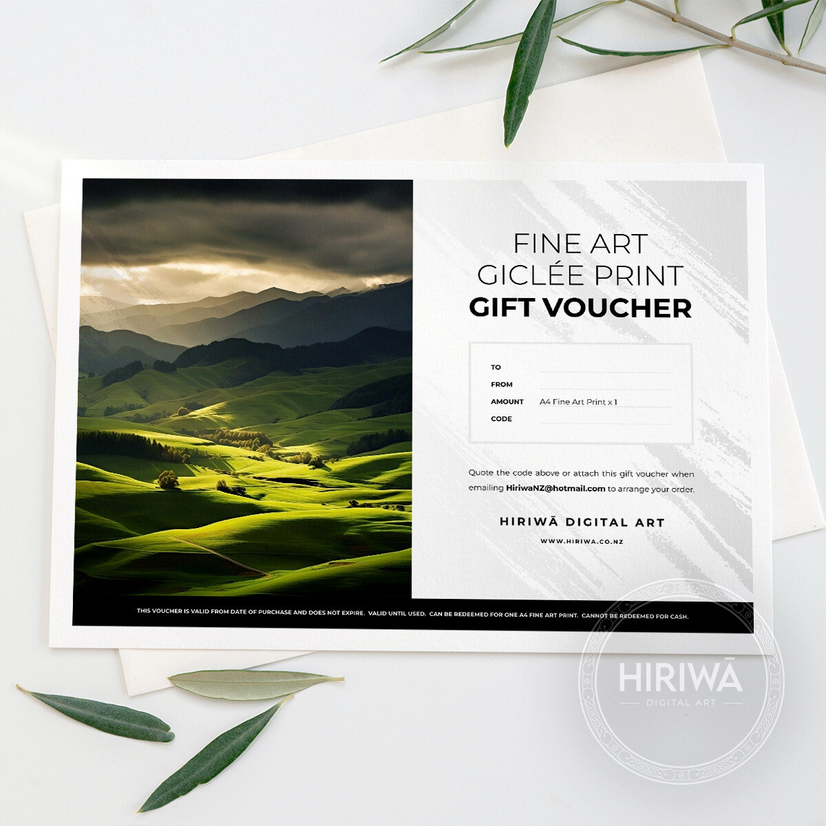 Gift Voucher - A4 Print