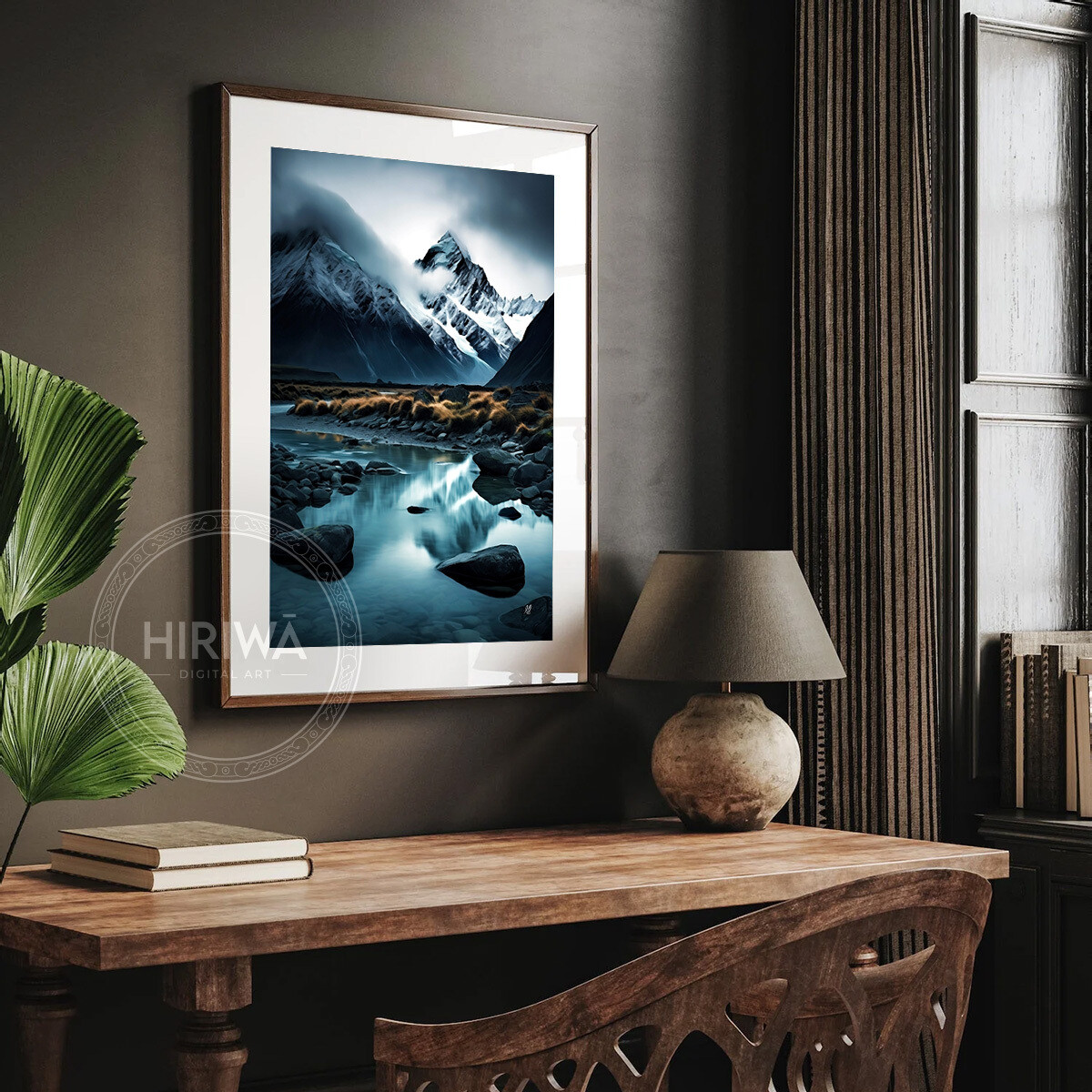 Alpine Whispers fine art print displayed in a frame with white border.
