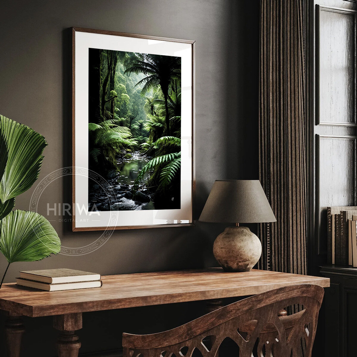 Fern Forest fine art print displayed in a frame with white border.