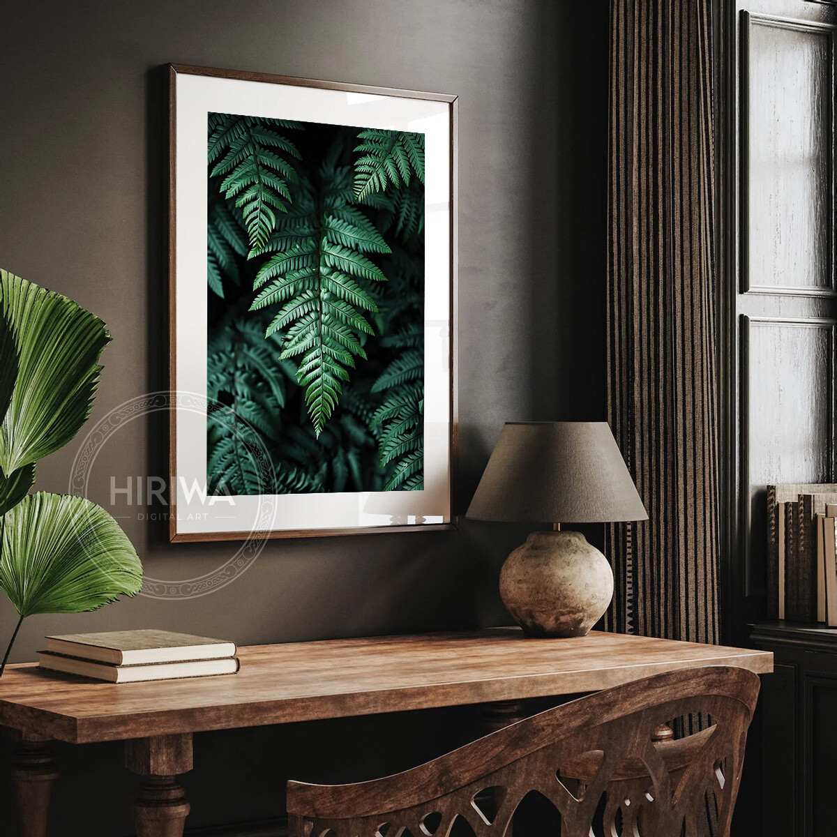Sanctuary of Ferns fine art print displayed in a frame with white border.