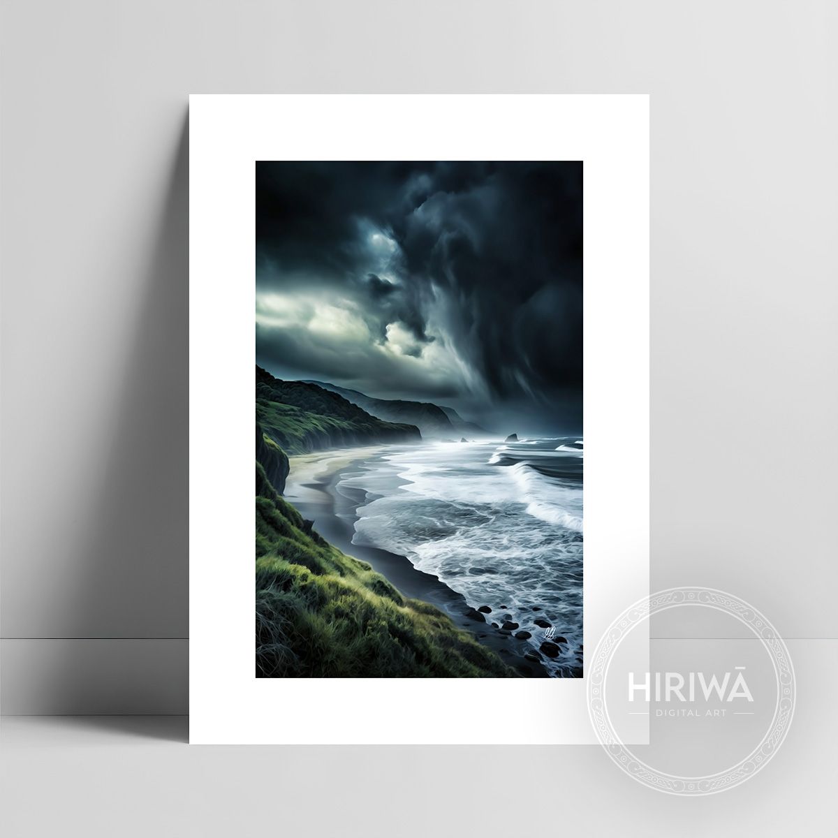 Encroaching Storm fine art print with a white border by Hiriwā Digital Art.