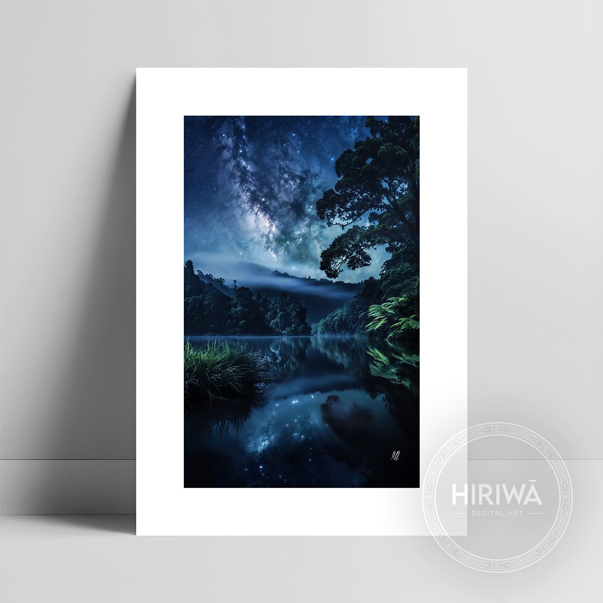 Infinite Reflections fine art print with a white border by Hiriwā Digital Art.