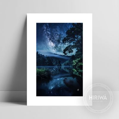 Infinite Reflections fine art print with a white border by Hiriwā Digital Art.