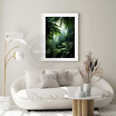 Amongst the Ferns lush fern forest print displayed as nature wall art.