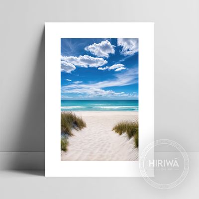 White Sands fine art print with white border by Hiriwā Digital Art.