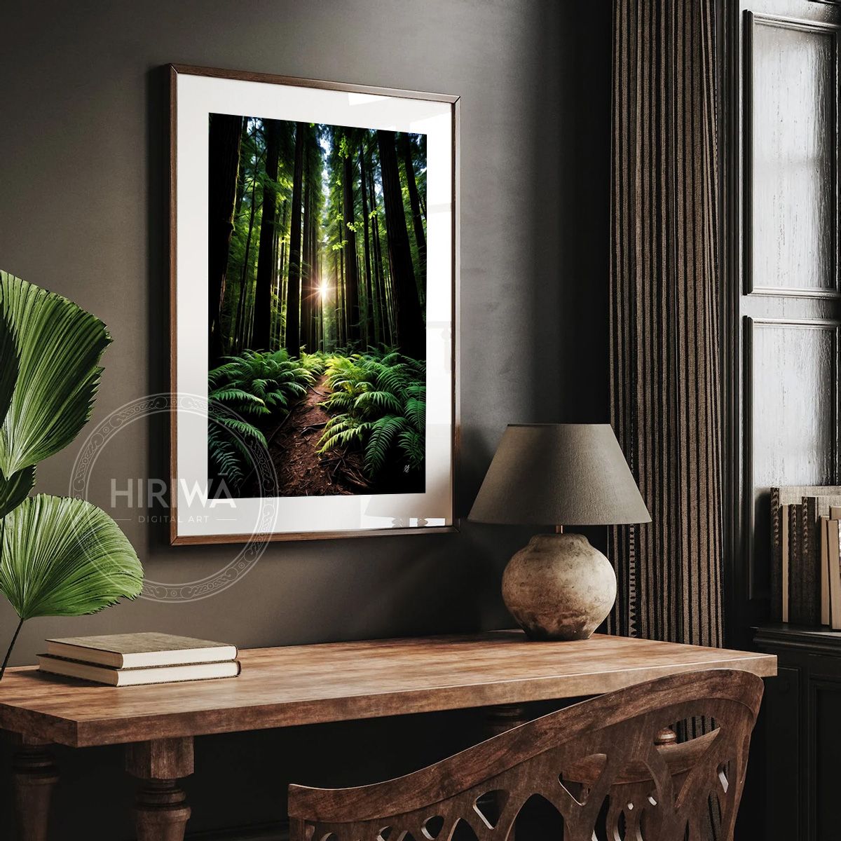 Under the Redwood Giants fine art print displayed in a frame with white border.
