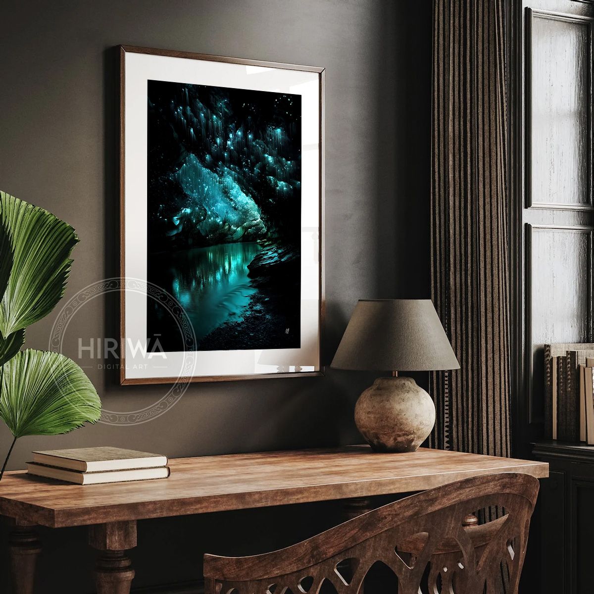 Glowing Threads of Light fine art print displayed in a frame with white border.