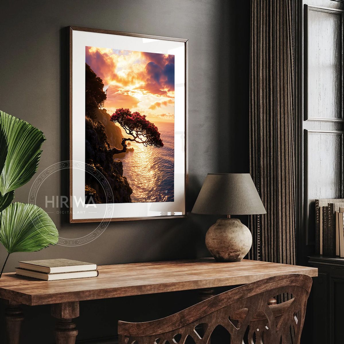 Held Between Sea &amp; Sky fine art print displayed in a frame with white border.