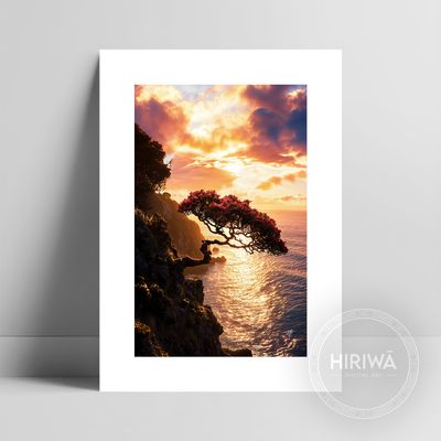 Held Between Sea &amp; Sky fine art print with a white border by Hiriwā Digital Art.
