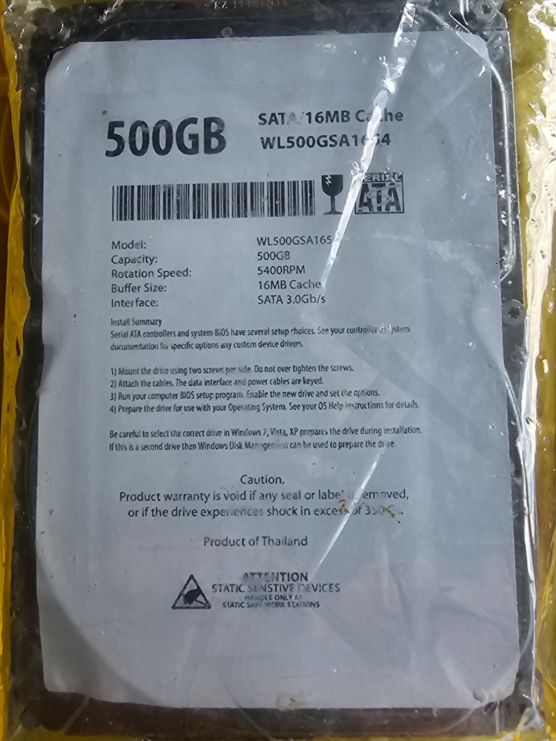 Disco Duro SATA 500GB – Modelo WL500GSA1654