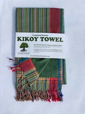 Kikoy Towel Green Multi Thin Stripe (#43)