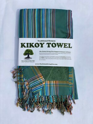 Kikoy Towel Green Multi Thin Stripe (#44)