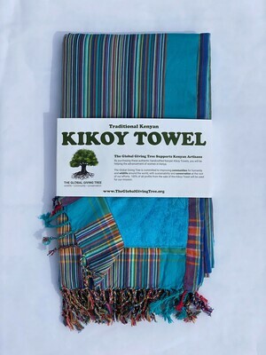 Kikoy Towel Turquoise Multi Thin Stripe (#40)
