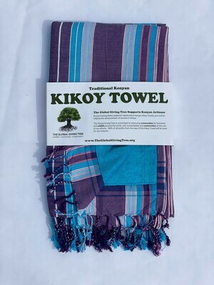 Kikoy Towel Turquoise/Purple Multi Stripe (#39)