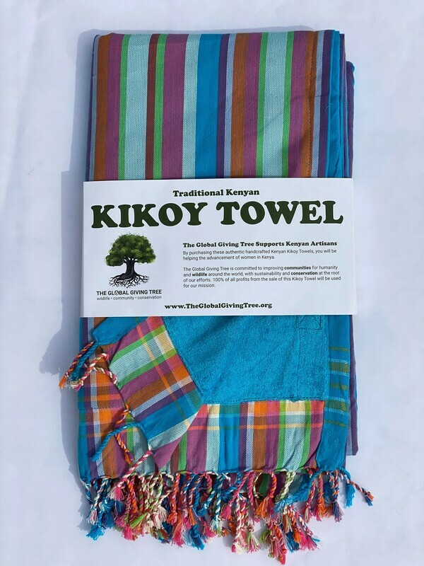 Kikoy Towel Turquoise Multi Stripe (#36)