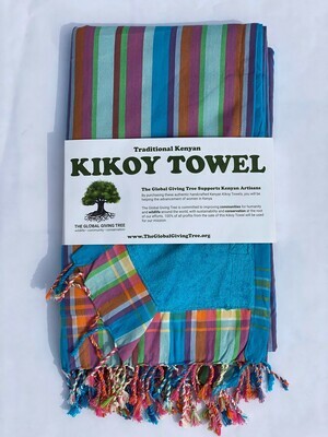 Kikoy Towel Turquoise Multi Stripe (#36)