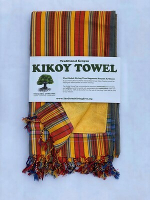 Kikoy Towel Orange Multi Stripe (#57)