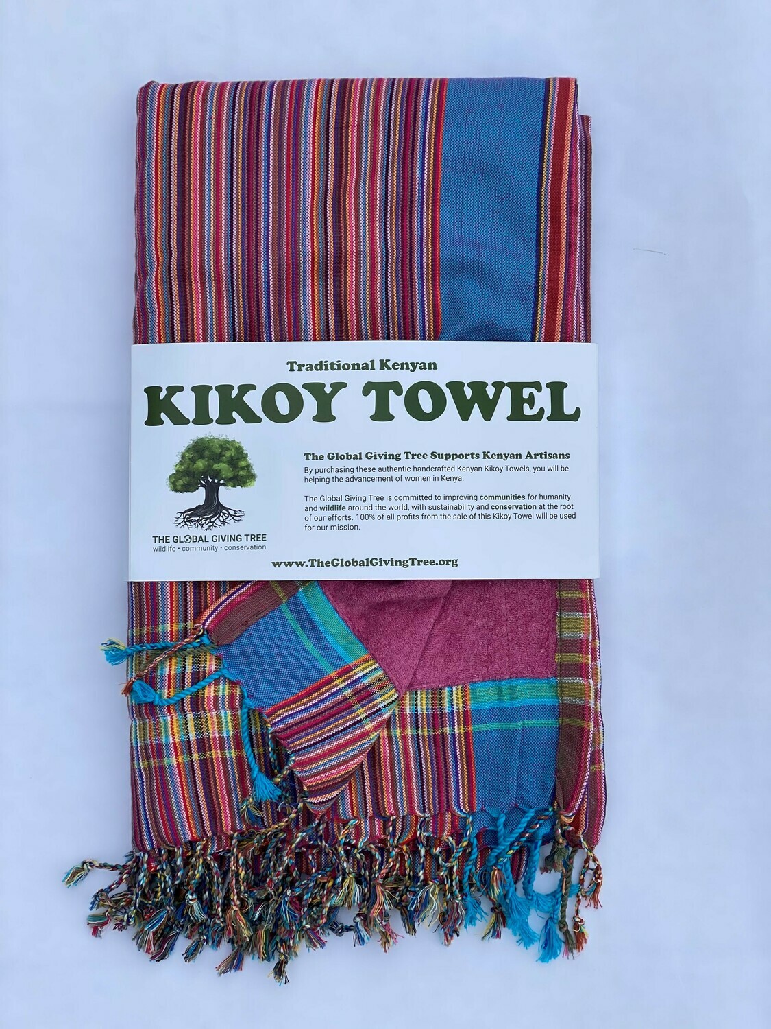 Kikoy Towel Magenta Multi Thin Stripe (#60)