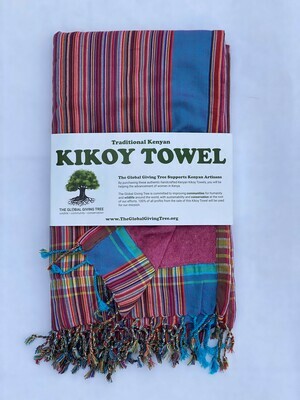 Kikoy Towel Magenta Multi Thin Stripe (#60)