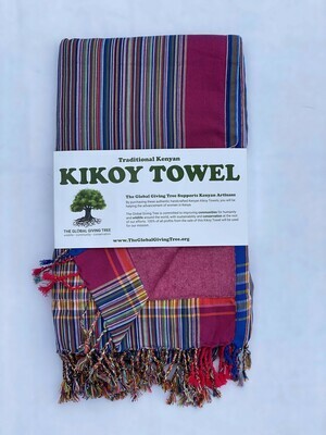 Kikoy Towel Magenta Multi Thin Stripe (#59)