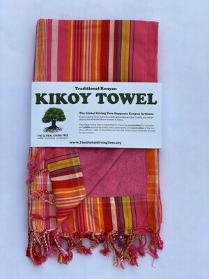 Kikoy Towel Fuschia Multi Stripe (#74)