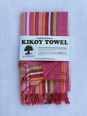 Kikoy Towel Fuschia Multi Stripe (#72)