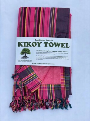 Kikoy Towel Fuschia Multi Stripe (#75)