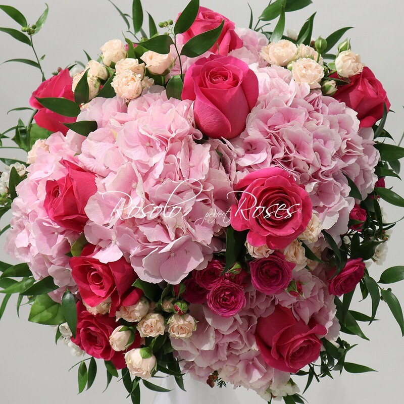 Roses fuchsia, Hortensias &amp; roses branchues