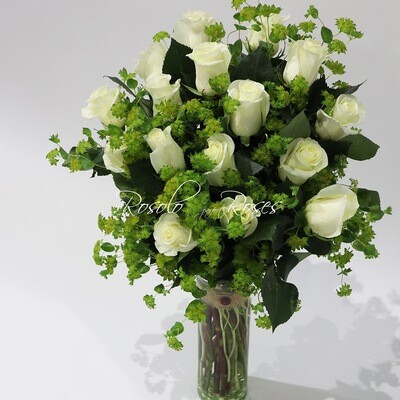 Bouquet de roses blanches, une face