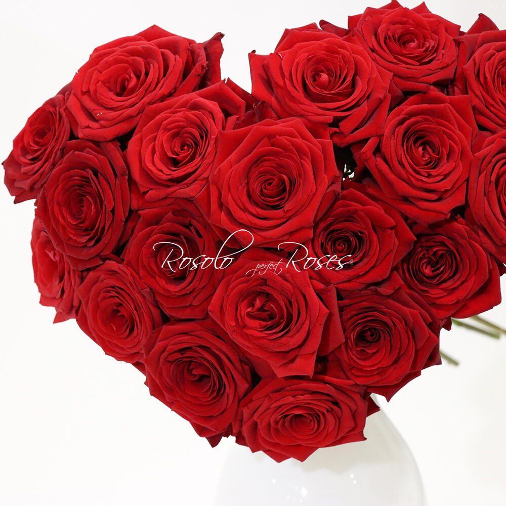25 ou 40 roses rouges en forme de cœur, Taille: 25 roses rouges