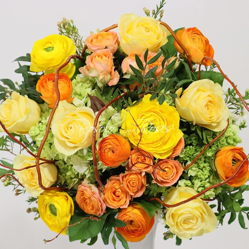 Roses &amp; Renoncules en jaune/orange
