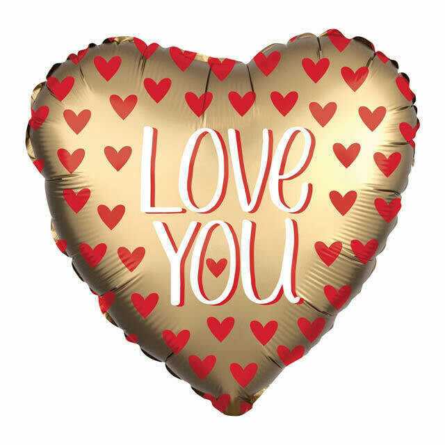 Ballon "Love You Gold" amour, géant