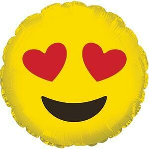 Ballon "Smiley Yeux En Coeurs" amour
