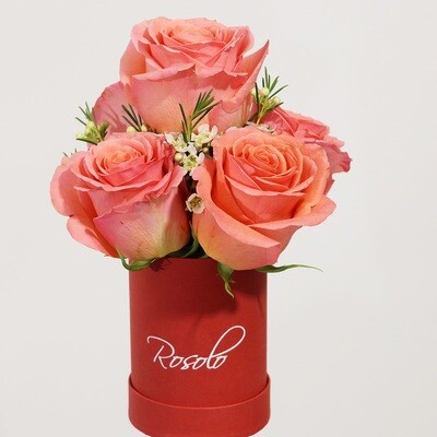 Jolie petite boite de roses roses