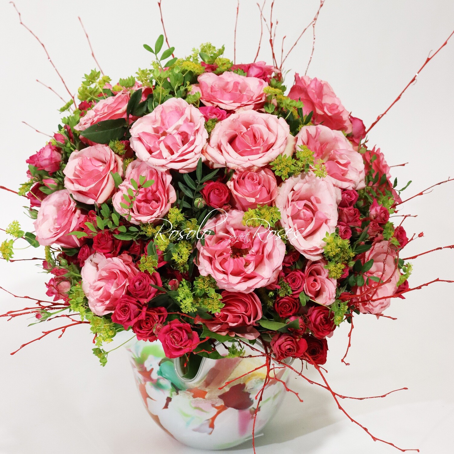 Somptueux bouquet de roses en rose et fuchsia