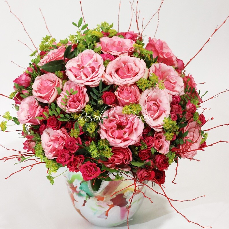 Somptueux bouquet de roses en rose et fuchsia