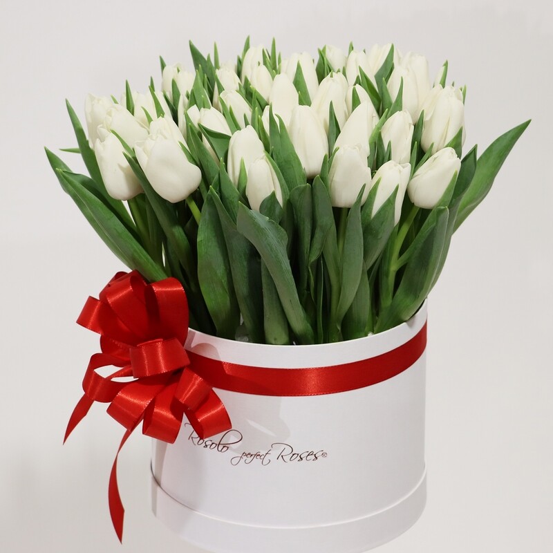 Belle boite de tulipes blanches