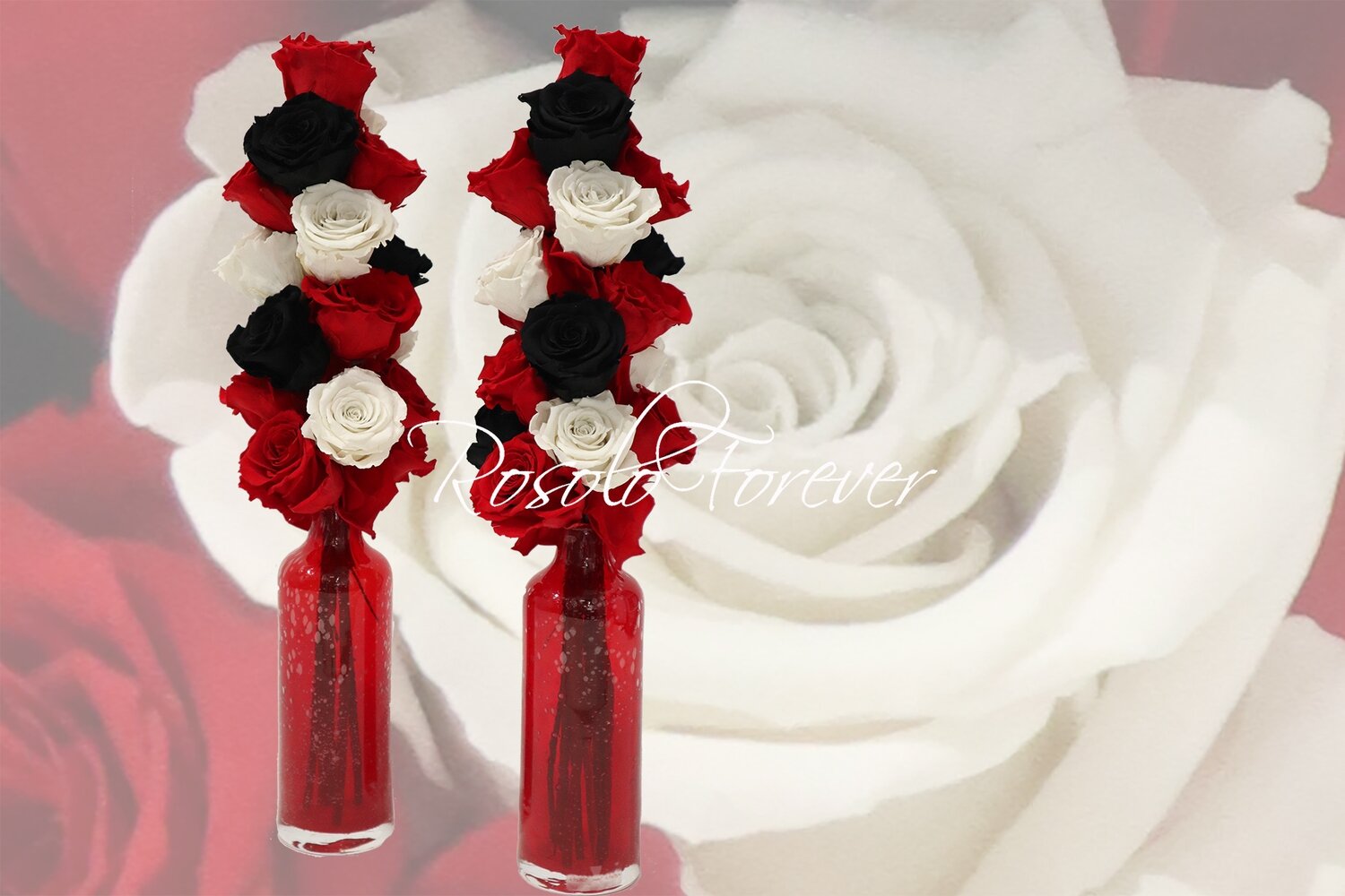 Bouquet en hauteur dans un vase en verre