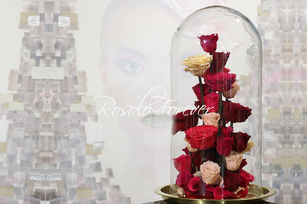 Cloche géante en rouge, fuchsia et rose