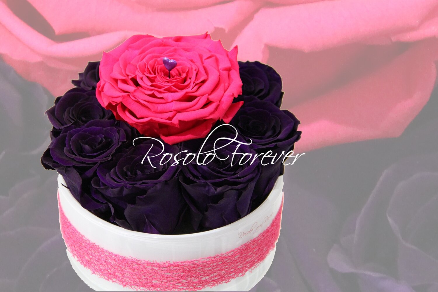 Coupe de roses, fuchsia et mauve