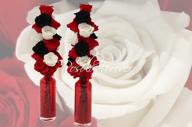 Bouquet en hauteur dans un vase en verre