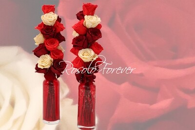 Bouquet en hauteur dans un vase en verre