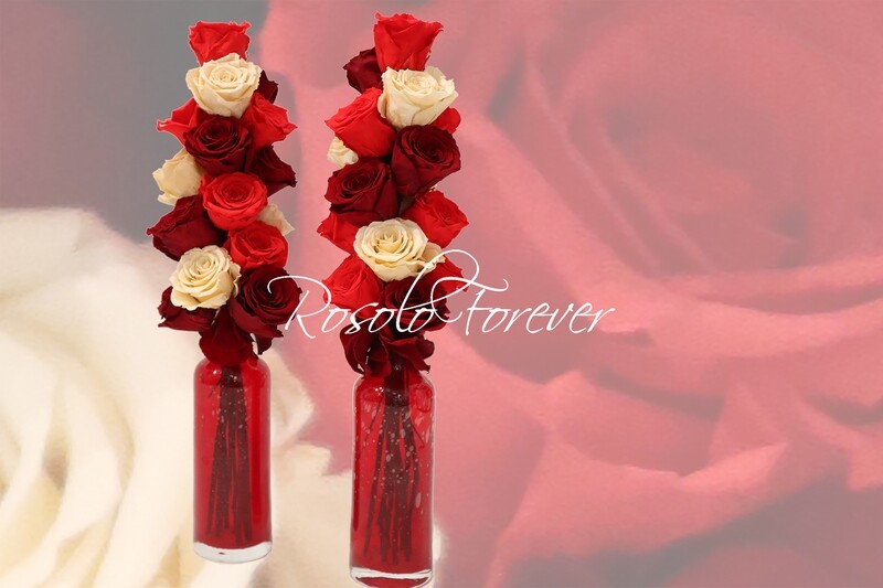 Bouquet en hauteur dans un vase en verre