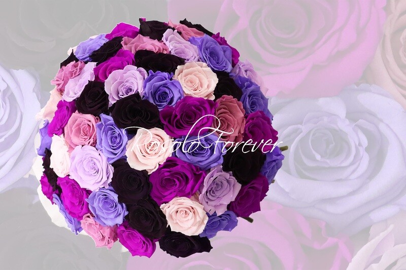 Grand bouquet de roses éternelles, violet/mauve/pourpre
