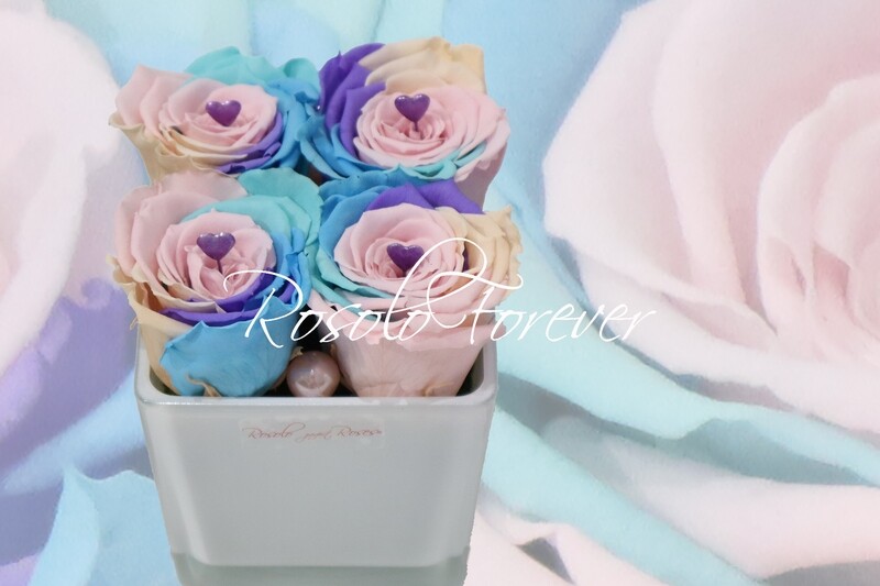 Carré de roses éternelles, multi-couleur