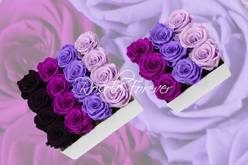 Arrangement de table, carré, en couleurs de lila/mauve