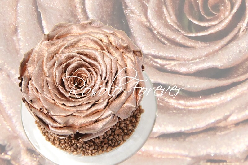 Grande rose éternelle, cuivre, métallisée