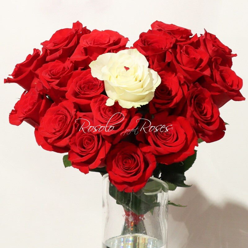 Bouquet coeur, roses rouges, 2 tailles