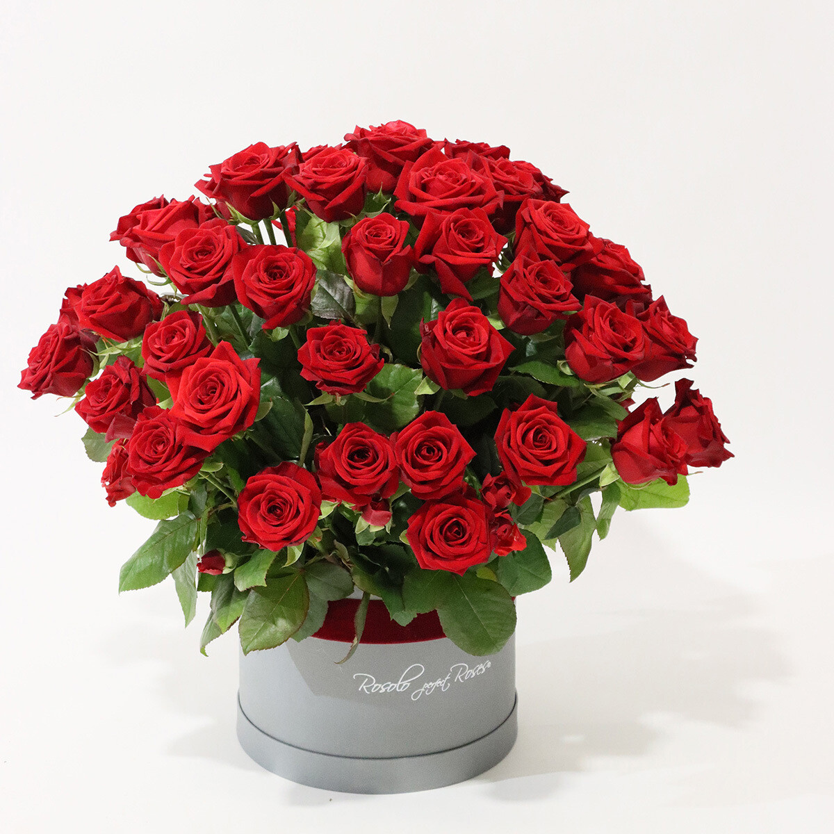 Roses rouges uniquement dans une belle boîte. Plusieurs tailles.